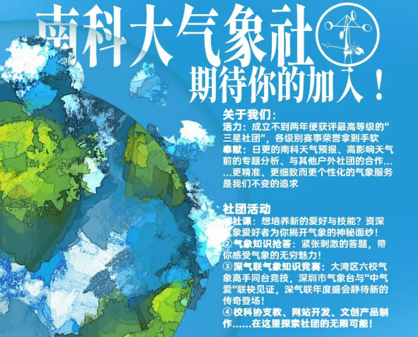 南方科技大学气象社招新宣传海报